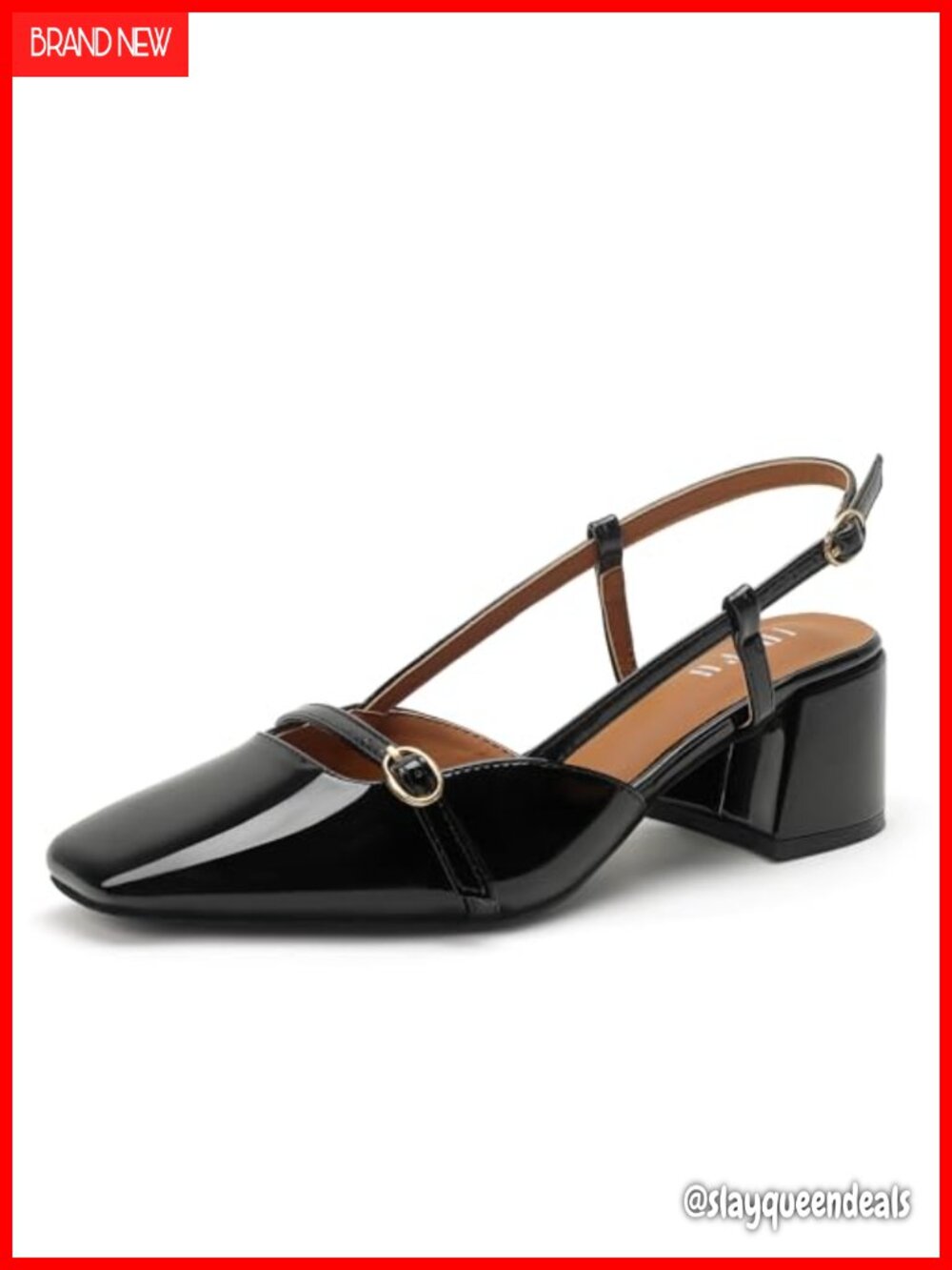 Strappy Slingback Pumps Square Toe Chunky Block Heels Dressy Low Heels